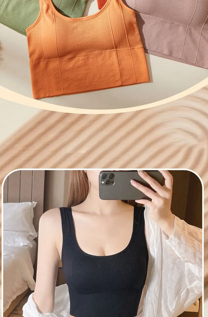 Square Collar Wide-shoulder Vest Tube Top Underwear Women's Beautiful Back Wrapped Chest Wholesale Camisole Sports No Steel Ring