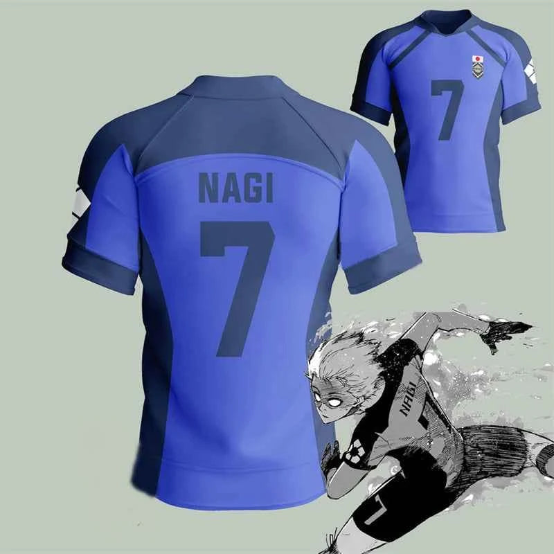 Anime Japan Blue Lock Isagi Yoichi Football Jersey T-shirt Cosplay Hyoma Chigiri Meguru Bachira Tee Custom Name Number Clothes