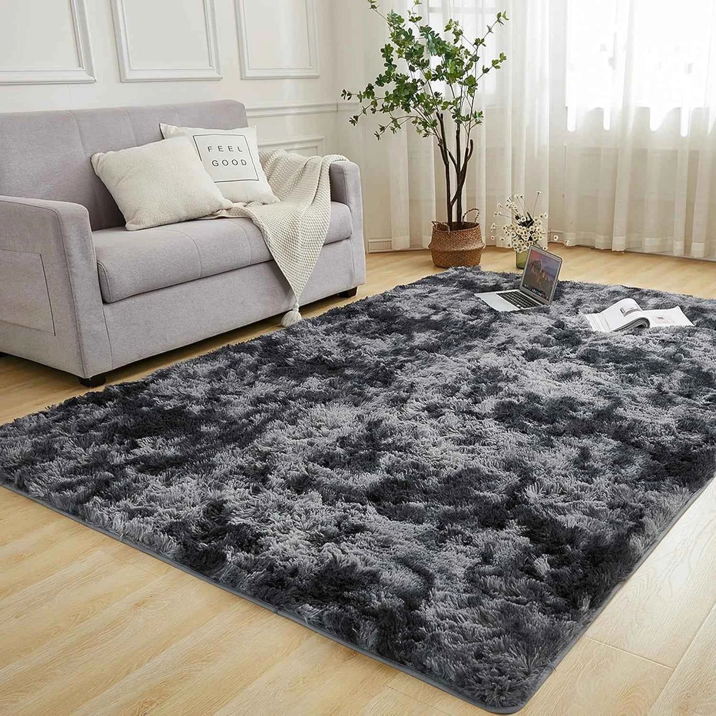 Long Plush Carpet For Living Room Sofa Area Rugs Modern Ultra-Soft Fluffy Floor Mat Kids Bedroom Bedside Rugs Home Decor Gray