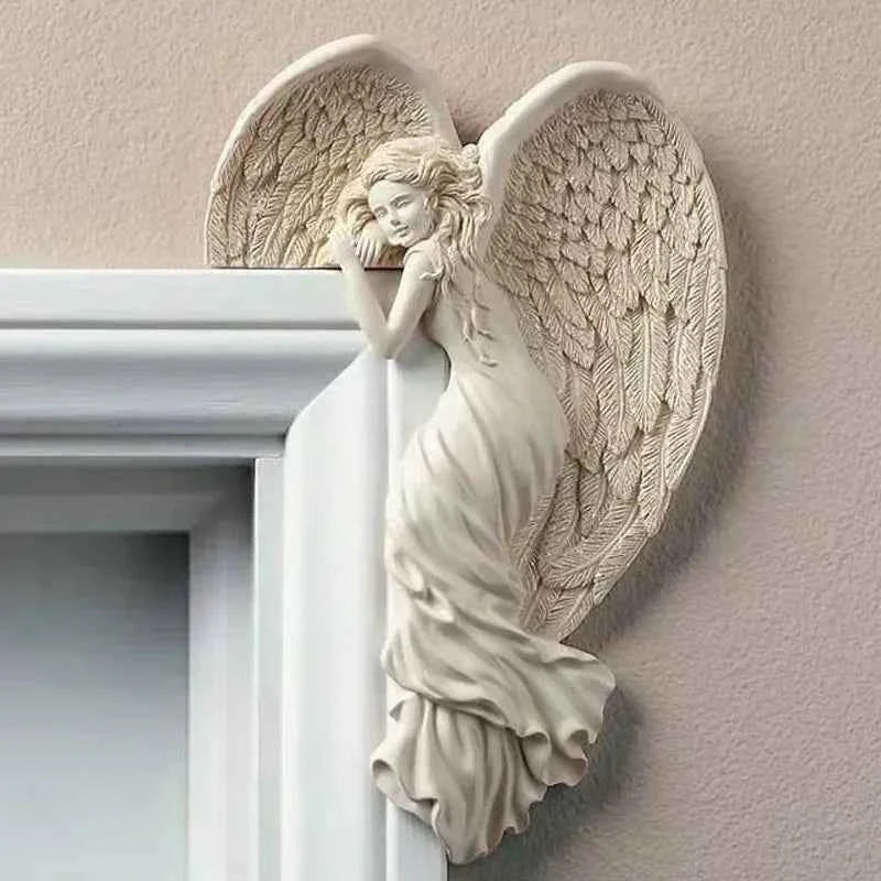 Home Decor Creative Fashion Crafts Angel Wings Resin Craft Door Frame Ornament Angel Winged Goddess Garden Door Decor Gifts