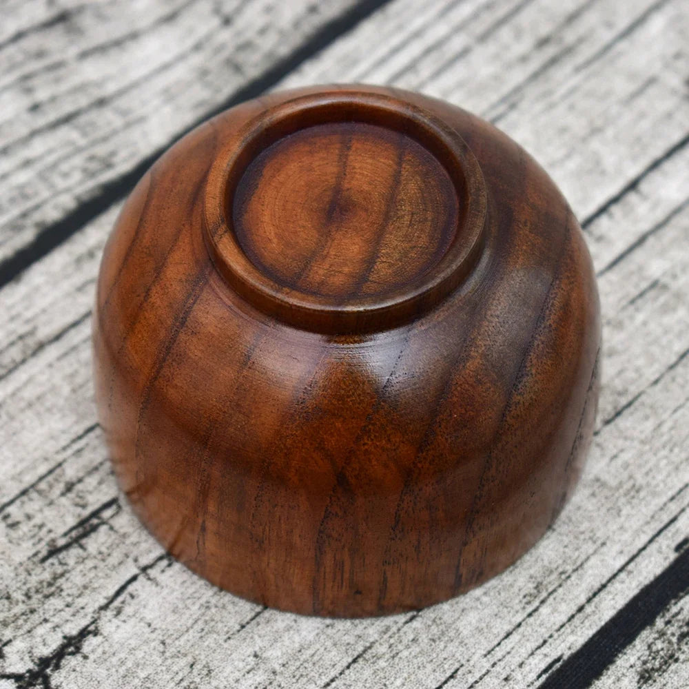 Wooden Bowl Japanese Style Soup Salad Rice Sugar Natural Coconut Grinding Tableware Food Utensil Kitchen Ramen Noodles Dinner