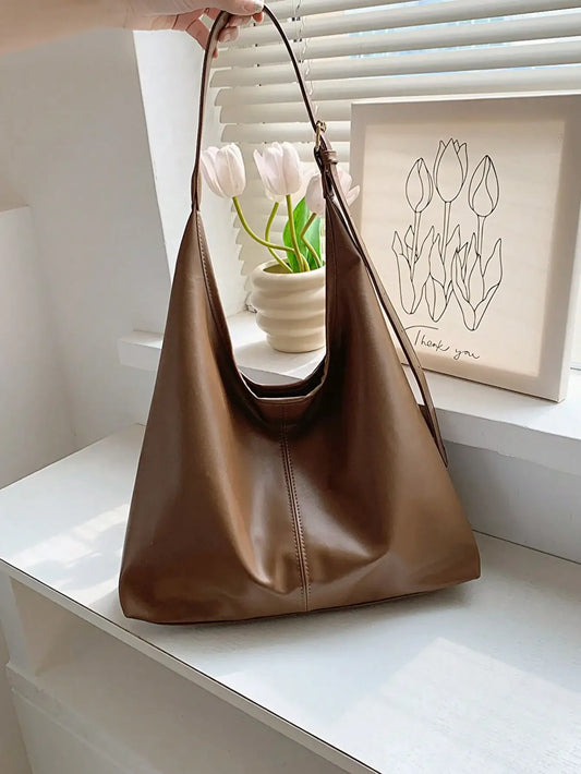 Large Capacity Solid Color Shoulder & Tote Bag