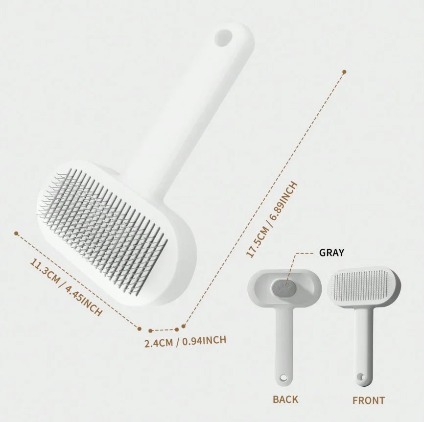 Self-Cleaning Slicker Brush, One-Button Hair Release