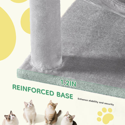 44" Tall Cat Tree & Climbing Tower — Natural Sisal Scratching Posts & Indoor Cat House