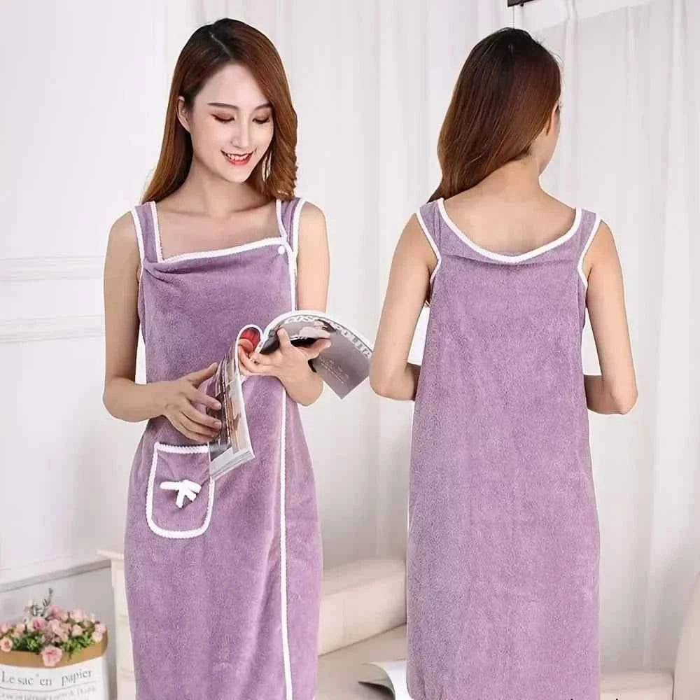 Womens Bath Towels Wearable Bathrobe Bath Towels Clearance Soft and Absorbent Towel Dress Coral Fleece Quick-Dry Shower Bathrobe