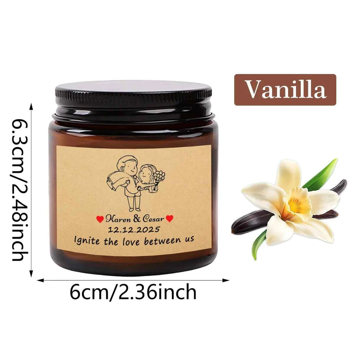 2.4-ounce custom souvenir personalized scented candles, an excellent gift for birthday parties and weddings.