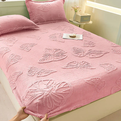 Flannel Fitted Sheet, Soft Thick Bedding, All Seasons
