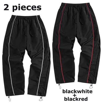 Men's Trendy Sporty Pants with Lines Gym Workout Running Trousers with Side Pockets Athletic Quick-Dry Breathable Sweatpants