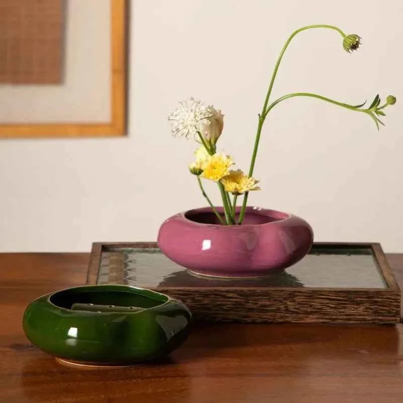 Creative Lotus Seedpod Ceramic Vase Zen Tea Table Desktop Japanese Ikebana Flower Arrangement Utensils Ceramic Stone Sand Decor