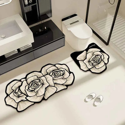 VIKAMA 1/3PCS Carpet French Premium Shaped Toilet Carpet Light Luxury Bathroom Toilet Absorbent Non-slip Cushion Home Decoration