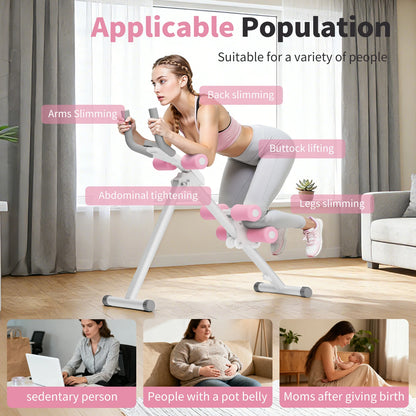 Abdominal Ab Machine Trainer Core Workout Foldable Home Gym Equipment 4-Level Waist Toner with Knee Protection 250 lbs Capacity for Men & Women