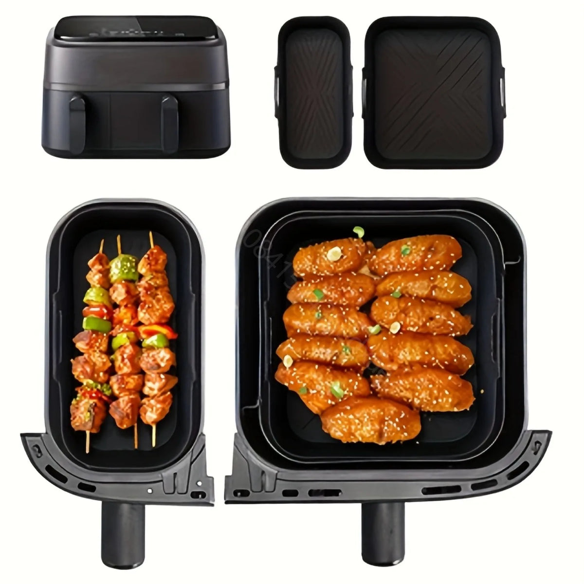 Air Fryer Silicone Liner for Philips Dual Basket Air Fryer NA350 Series 6L/3L Reusable Dual Airfryer Liner Air Fryer Accessories