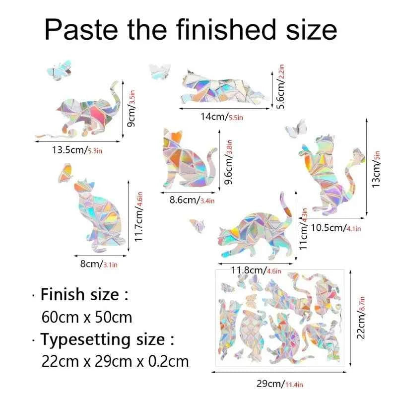 29 Stylels Rainbow Maker Sun Catcher Wall Stickers Cat Bird Star Mushroom Moon Sun DIY Window Glass Electrostatic Prisms Sticker