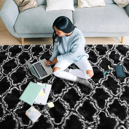 VIKAMA Geometric Plush Area Rug – Ultra Soft Large Carpet for Living Room, Coffee Table & Kids Bedroom