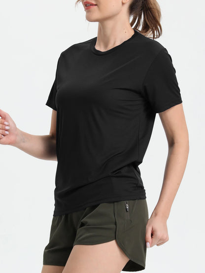 Women's Solid Color Ultralight Quick Dry Sport T-Shirt,Breathable Lightweight ,Running Gym Compression Shirt
