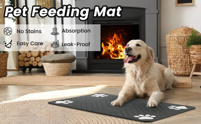 Absorbent Pet Feeding Mat — Waterproof Non-Slip Placemat for Dog & Cat Food Bowls