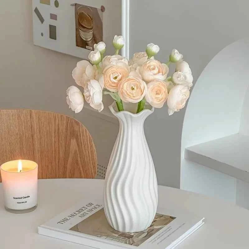 Nordic-style White Ceramic Vase, Modern Design, Living Room & Bedroom Decor, Flower Pot for Plant Cultivation
