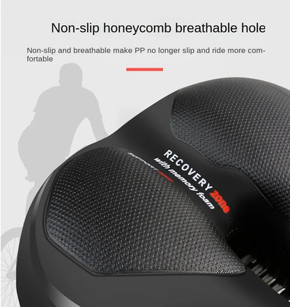 Hollow Breathable Bicycle Saddle Men Women MTB Road Bike Saddle Shock Absorbing Comfortable Big Butt Bike Seat Safety Warning