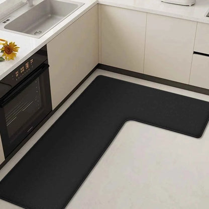 Thickened kitchen L-shaped absorbent floor mat household flannel non-slip anti-fall mat dirt-resistant oil-absorbing foot mat