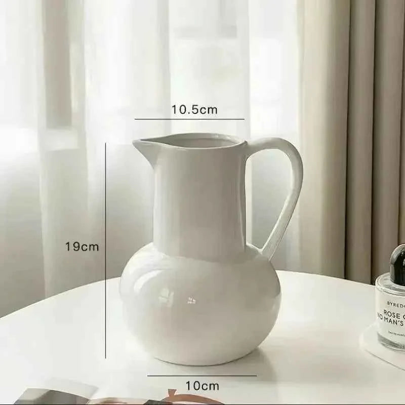 European Style Relief Ceramic Vase, Flower Arrangement, Milk Pot Vases, Living Room Decoration, Retro