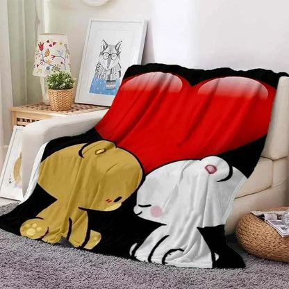 Cute Bubu and Dudu Series Blanket Cartoon Print Kids Warm Flannel Soft Comfortable Home Travel Blanket Bed Blanket Birthday Gift