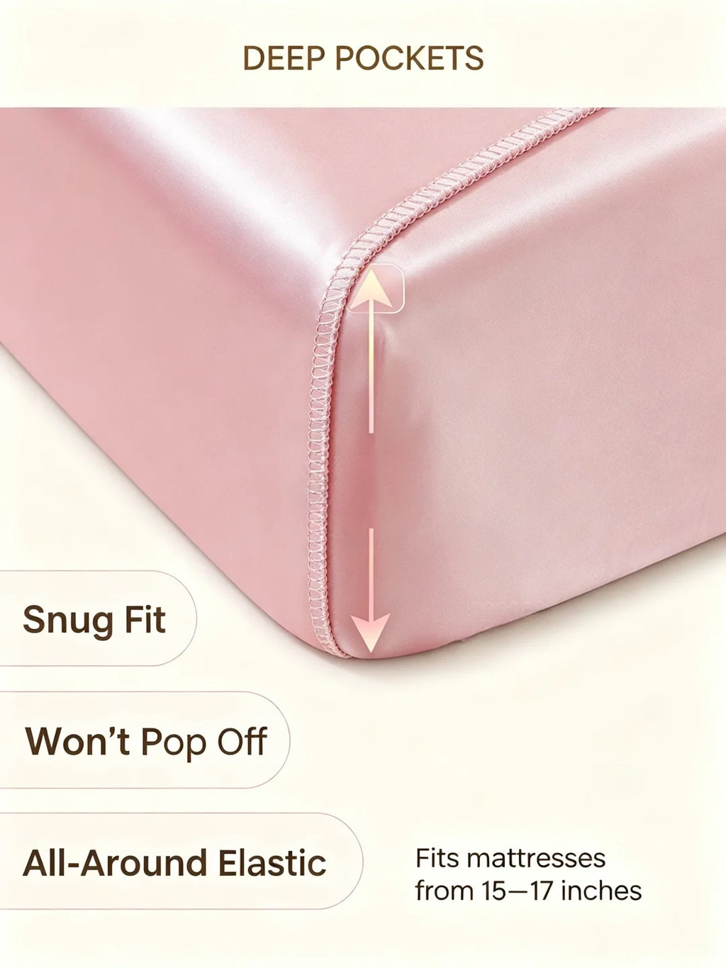 Silky Satin Fitted Mattress Cover, Cooling Ice-Silk