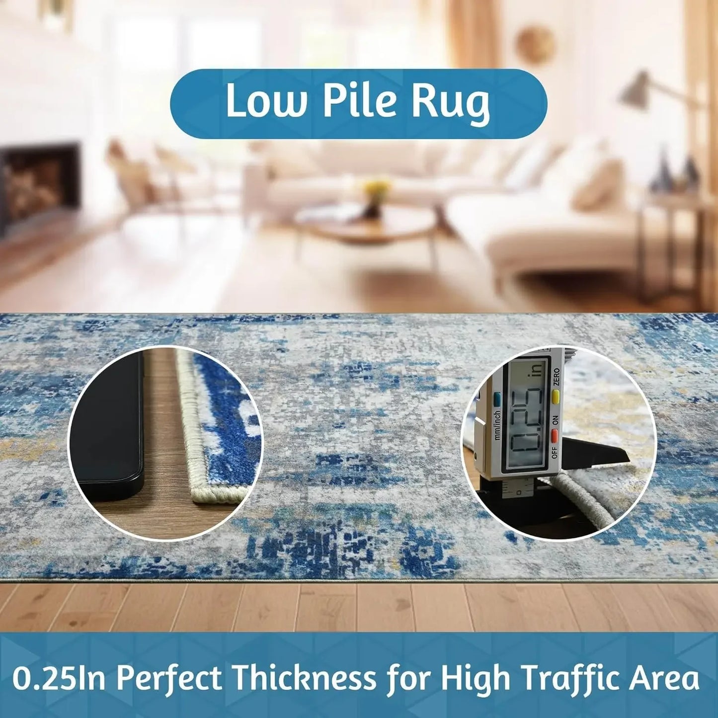 VIKAMA Modern Abstract Washable Area Rug – Stain Resistant Non-Slip Soft Indoor Carpet