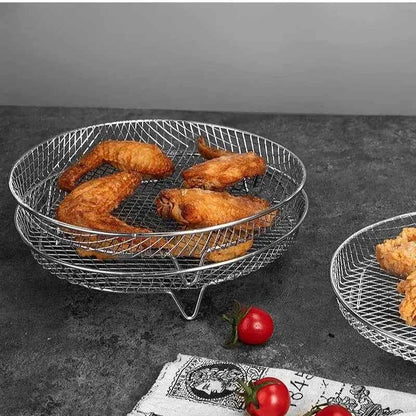 3-layers Air Fryer Rack Stackable Grilling Rack Stainless Steel Airfryer Oven Grill Steamer Cooker Kitchen Accessories Cooking