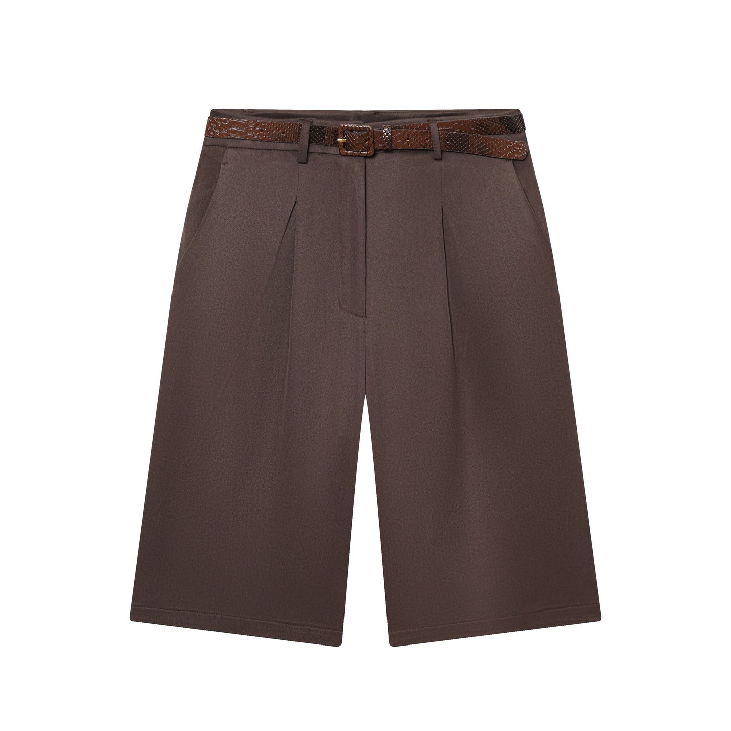 Women's High Waist Wide Leg Shorts – Elegant Belted Knee-Length Summer Shorts