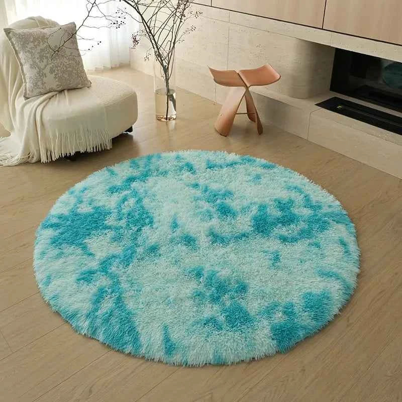 VIKAMA Ins White Round Carpet, Furry Floor Mat, Living Room, Home Blanket, Bedroom, Indoor Room, Plush Home Decoration Carpet