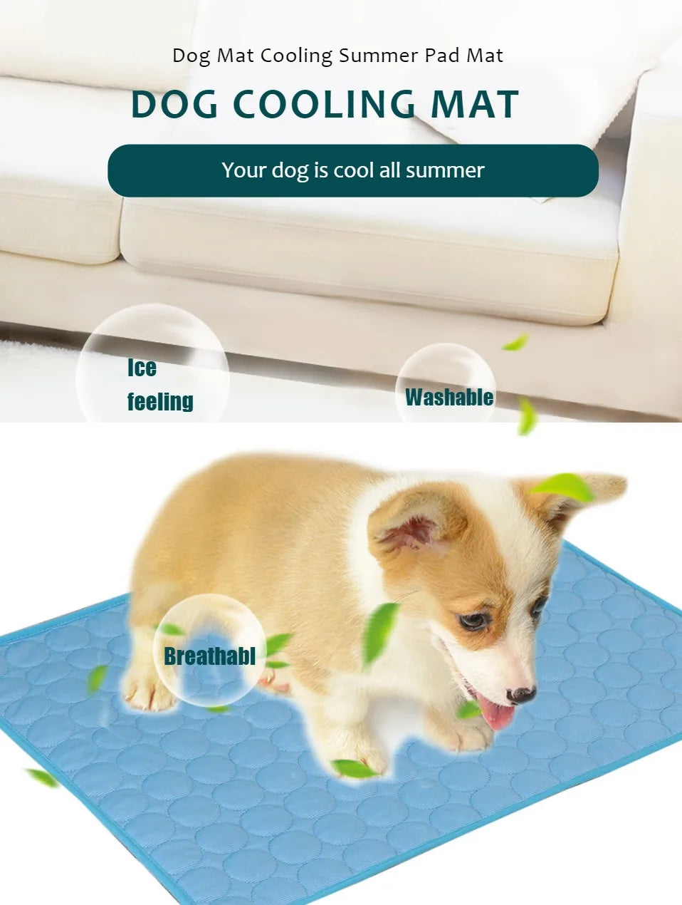 Tapis rafraîchissant pour chien – Couverture rafraîchissante d'été extra large pour chiens et chats