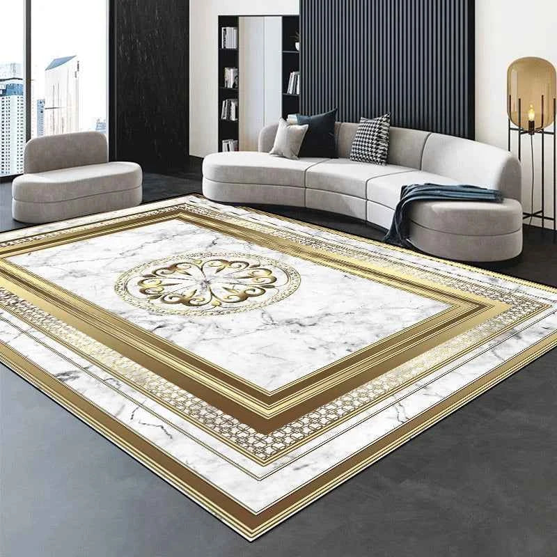 Modern Golden Luxury Carpet Large Living Room Decoration Home Rugs Non-slip Bedroom Mat Customizable Coffee Table Lounge Rugs