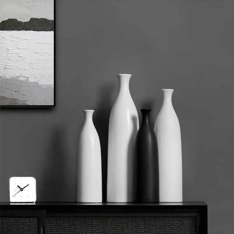 Black and White Ceramic Vase Decoration Modern Creative Simple Flower Arrangement Table Living Room Home Soft Decoration