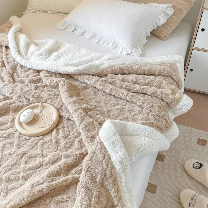 Warm Insulated Plain Milk Fleece Blanket Universal Couch Cover Multiple Sizes Option