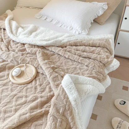 Warm Insulated Plain Milk Fleece Blanket Universal Couch Cover Multiple Sizes Option