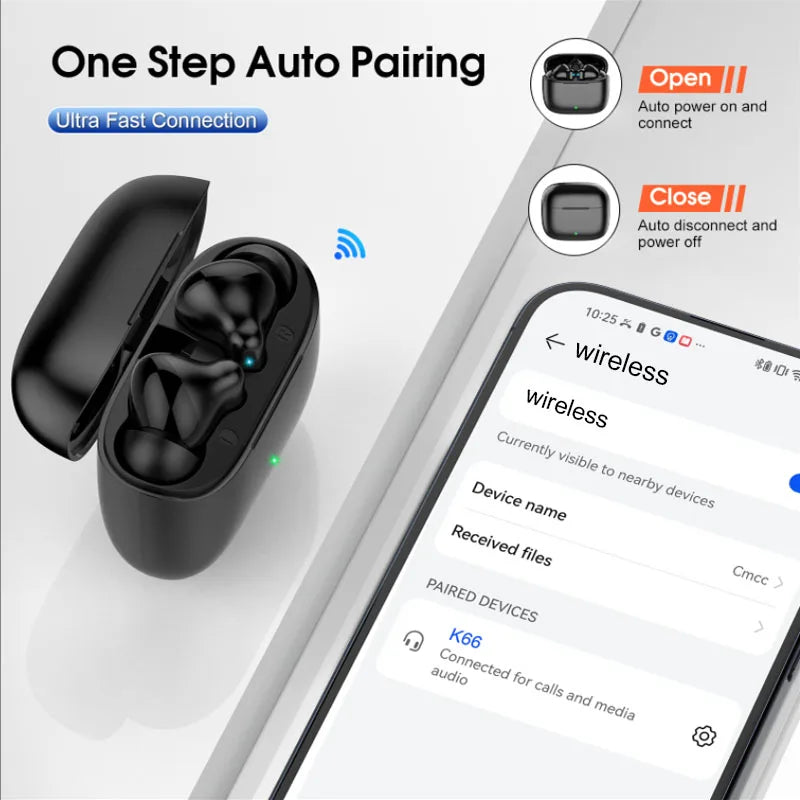K66 Wireless Earbuds – Bluetooth 5.3, ANC, IPX7 Waterproof, 48H Playtime