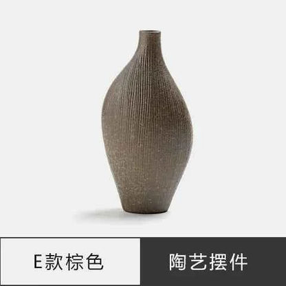 Japanese Zen Vintage Ceramic Vase Dried Flower Arrangement Flower Craft Ornament Table Top Irregular Threaded Vase Ornament Gift