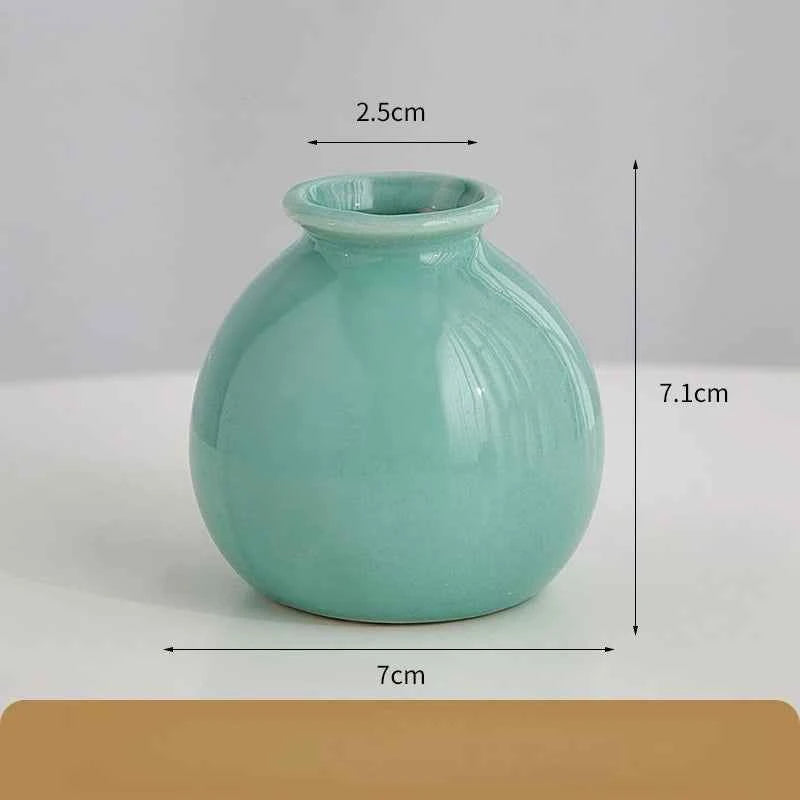 Creative Mini Vase with Highend Floral Arrangement Japanese Retro Ceramic Ornament Desktop Decoration