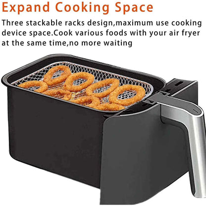 3-layers Air Fryer Rack Stackable Grilling Rack Stainless Steel Airfryer Oven Grill Steamer Cooker Kitchen Accessories Cooking