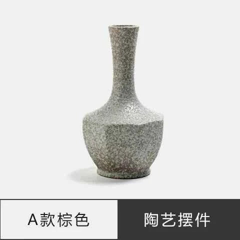 Japanese Zen Vintage Ceramic Vase Dried Flower Arrangement Flower Craft Ornament Table Top Irregular Threaded Vase Ornament Gift
