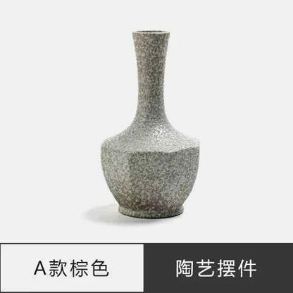 Japanese Zen Vintage Ceramic Vase Dried Flower Arrangement Flower Craft Ornament Table Top Irregular Threaded Vase Ornament Gift