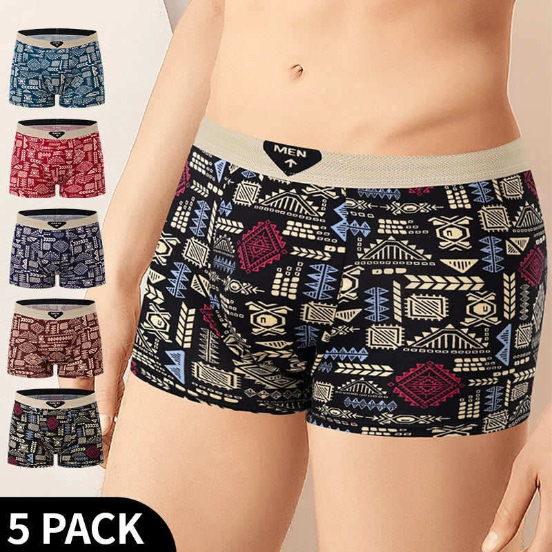 Men's Printed Boxer Underwear — 5 or 10 Pack Comfortable Plus Size Sports Boxers