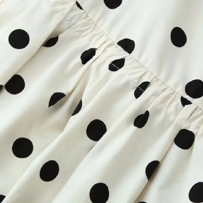 Women's Classic Polka Dot Midi Skirt – High Street Irregular Print Casual Skirt in White & Black