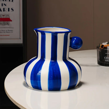 Modern Minimalist Striped Vase Creative Retro Painted Ceramic Vase for Home Decor
