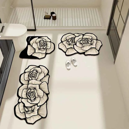 VIKAMA 1/3PCS Carpet French Premium Shaped Toilet Carpet Light Luxury Bathroom Toilet Absorbent Non-slip Cushion Home Decoration