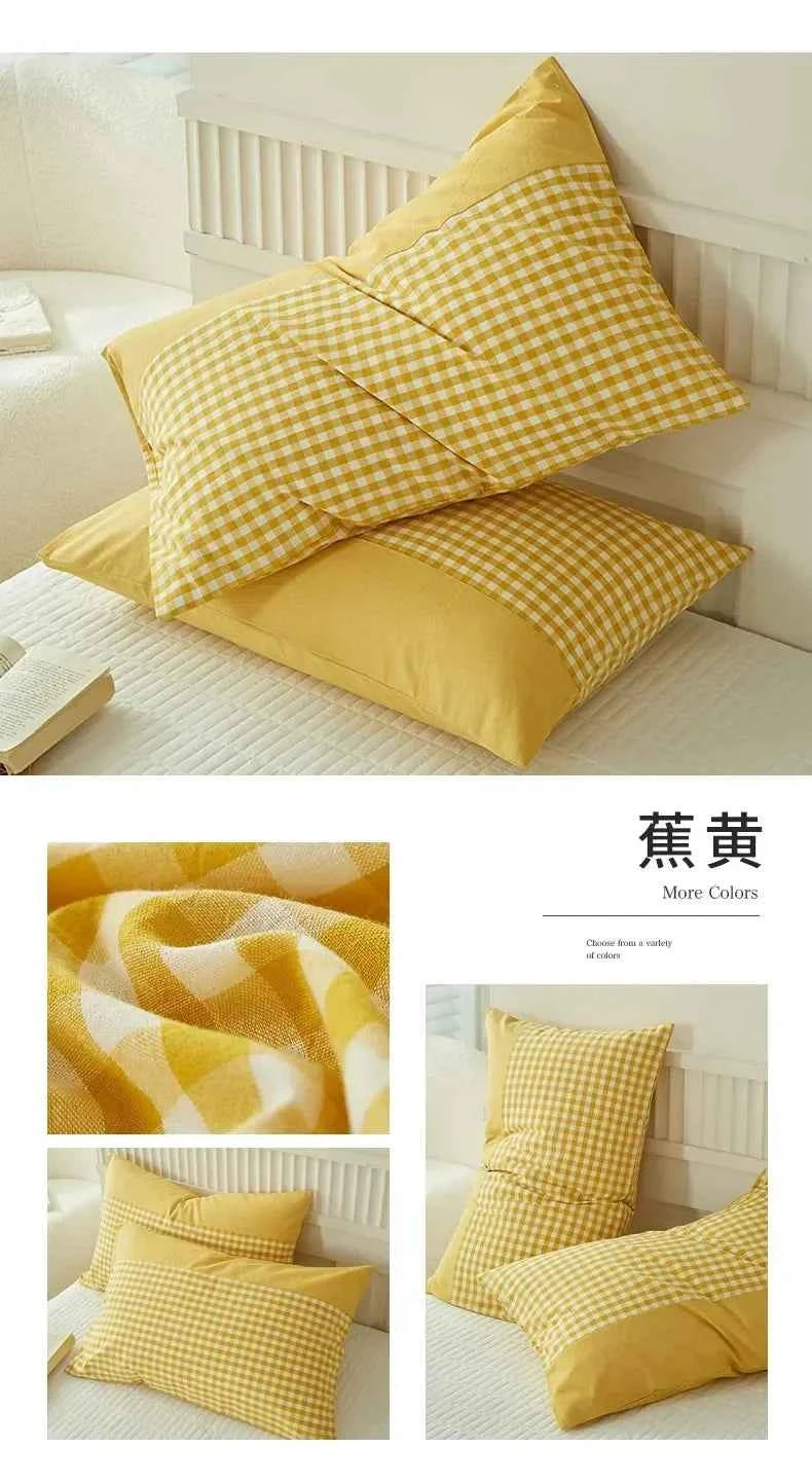 Pillowcase Envelope Style Plaid Couples Plain Ins 48x74cm 100% Pure Cotton Home Textile Household Bedroom Throw Pillow Case