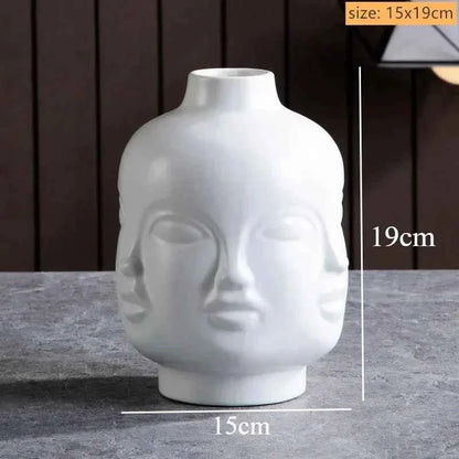 Ceramic Candlestick Art Vase Sculpture Crafts Human Face Flower Pot Handmade Garden Storage Flower Arrangement Home Decors