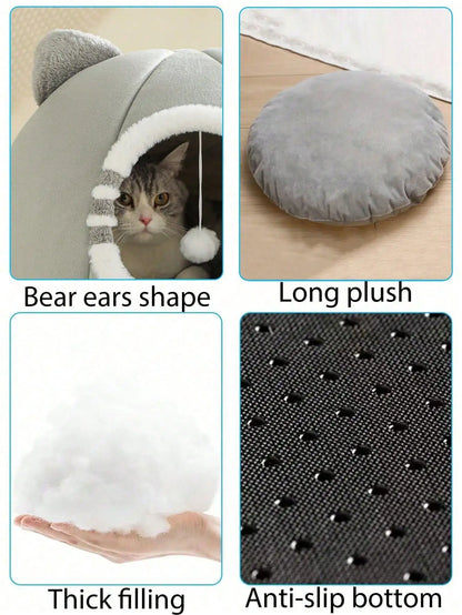 Washable Cat & Kitten Bed, Anti-Slip Bottom