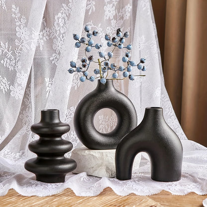 Bohemian ceramic vase set, decorative vase ornaments, wedding living room, bedroom, coffee shop, dining table decoration gifts