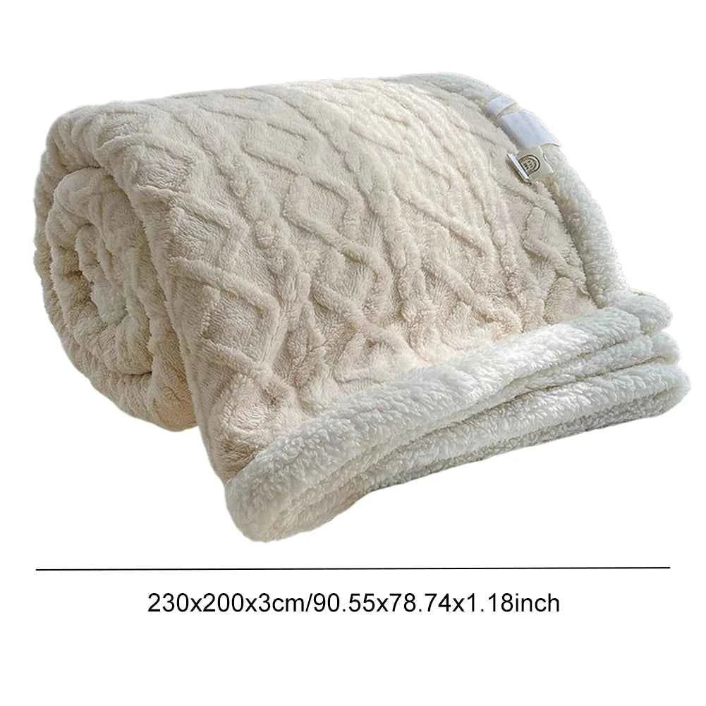 Winter Thick Blanket Comfortable Lamb Fleece Throw Blanket Double Layer Thick Lamb Wool Sleeping Blanket Flannel Throw Bedspread